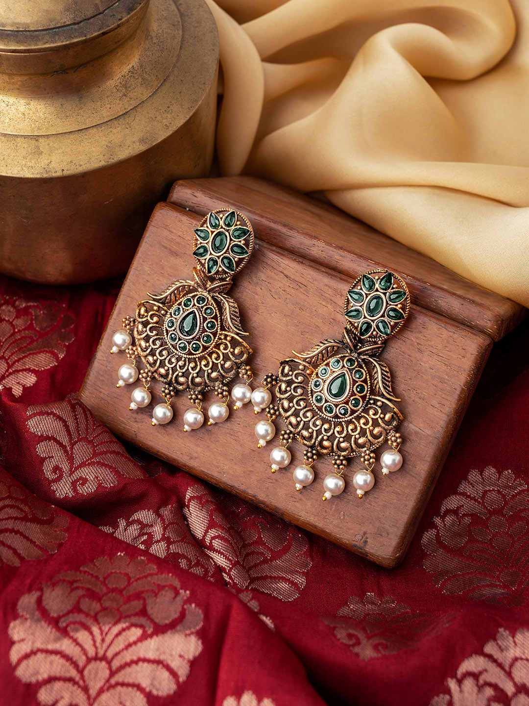 

TEEJH Gold-Toned Contemporary Drop Earrings