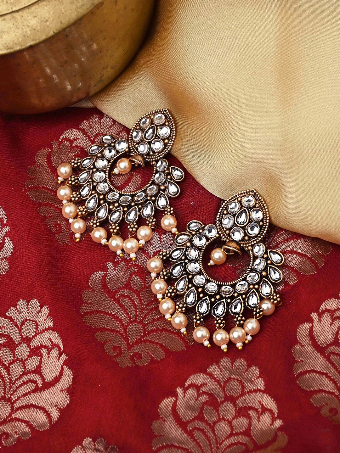 

TEEJH Contemporary Chandbalis Earrings, Gold