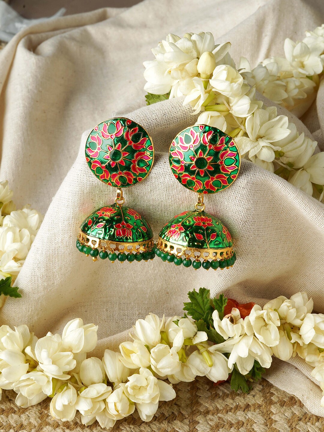 

TEEJH Gold-Plated Dome Shaped Jhumkas Earrings