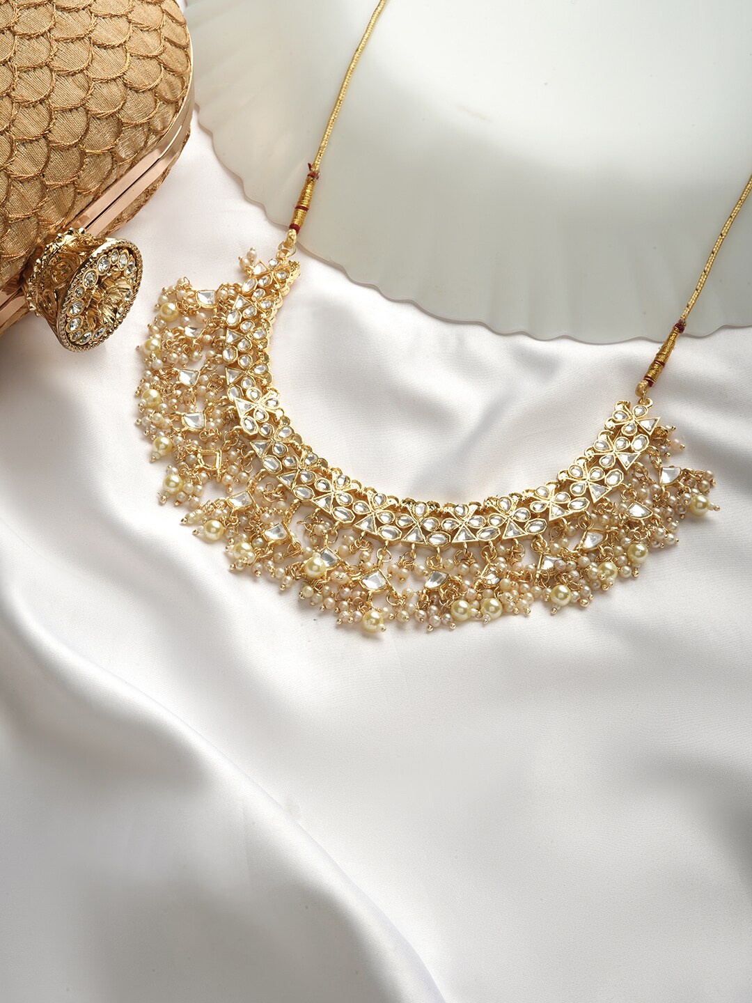 

TEEJH Nitaraa Pearl And Polki Necklace, Gold