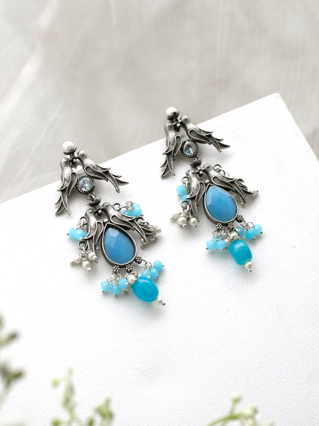 

TEEJH Silver-Plated Contemporary Drop Earrings