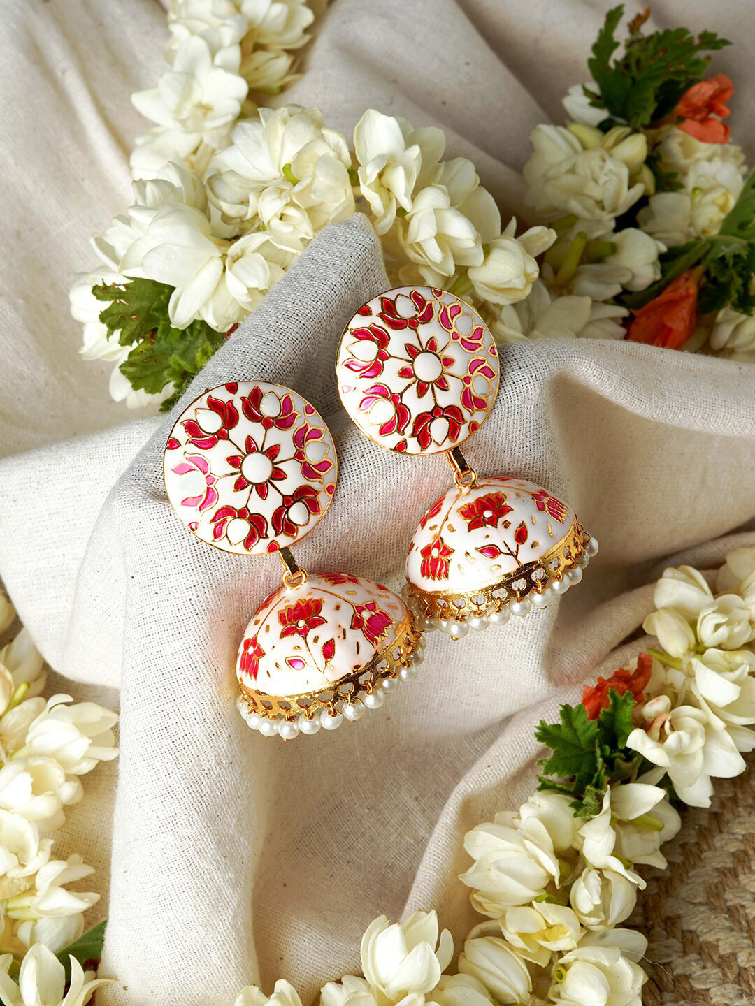 

TEEJH Gold-Plated Contemporary Jhumkas Earrings