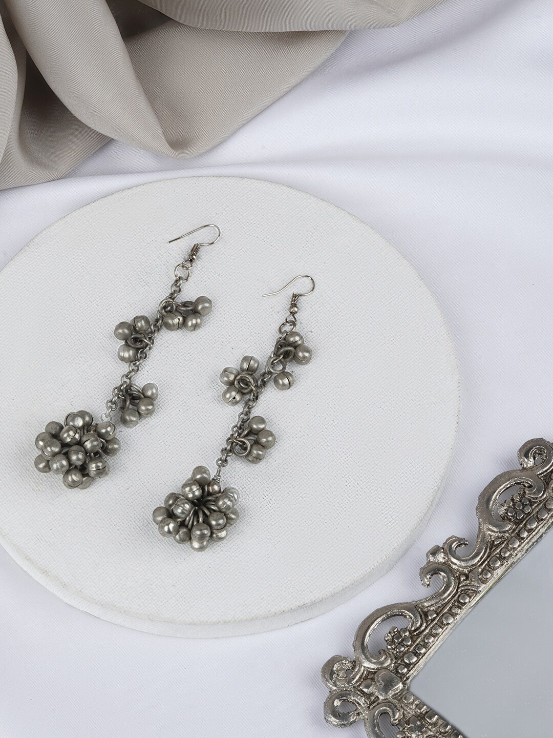 

TEEJH Silver-Plated Contemporary Drop Earrings