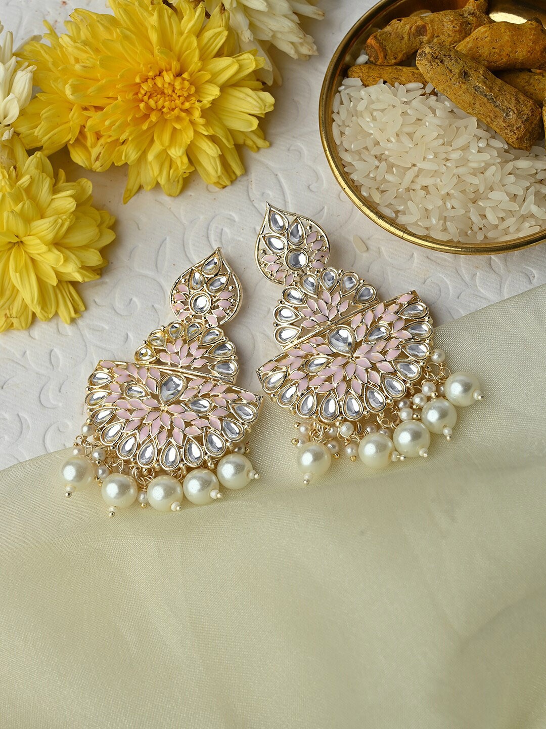 

TEEJH Contemporary Chandbalis Earrings, Gold