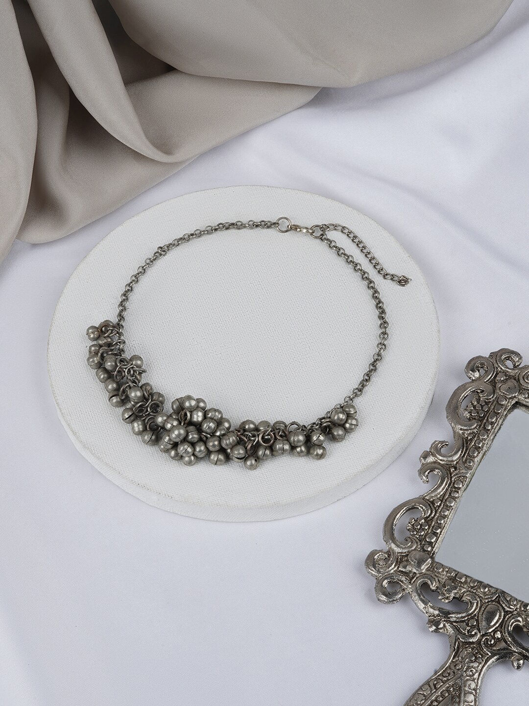 

TEEJH Oxidised Ghungroo Necklace, Silver