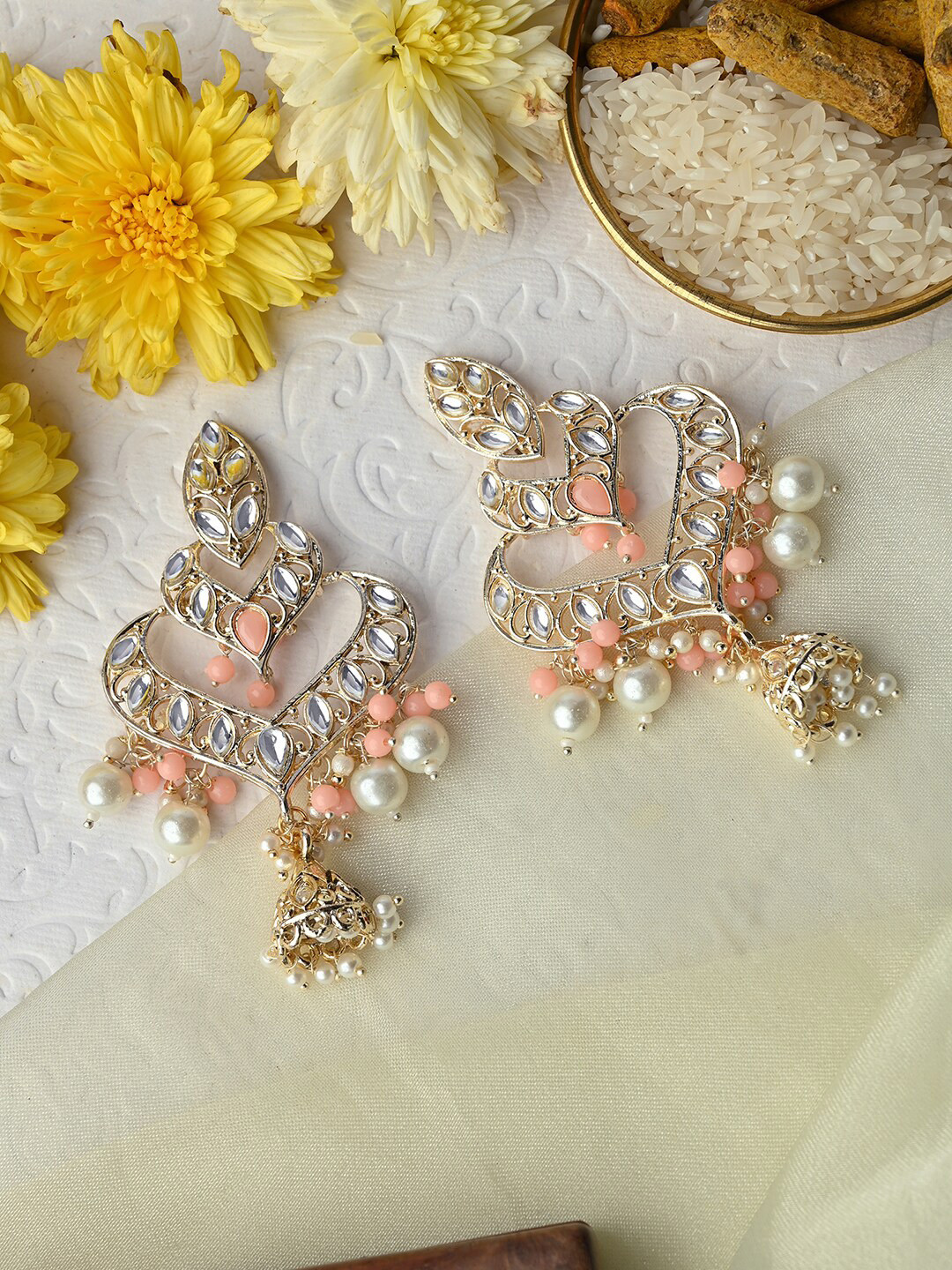 

TEEJH Contemporary Chandbalis Earrings, Gold
