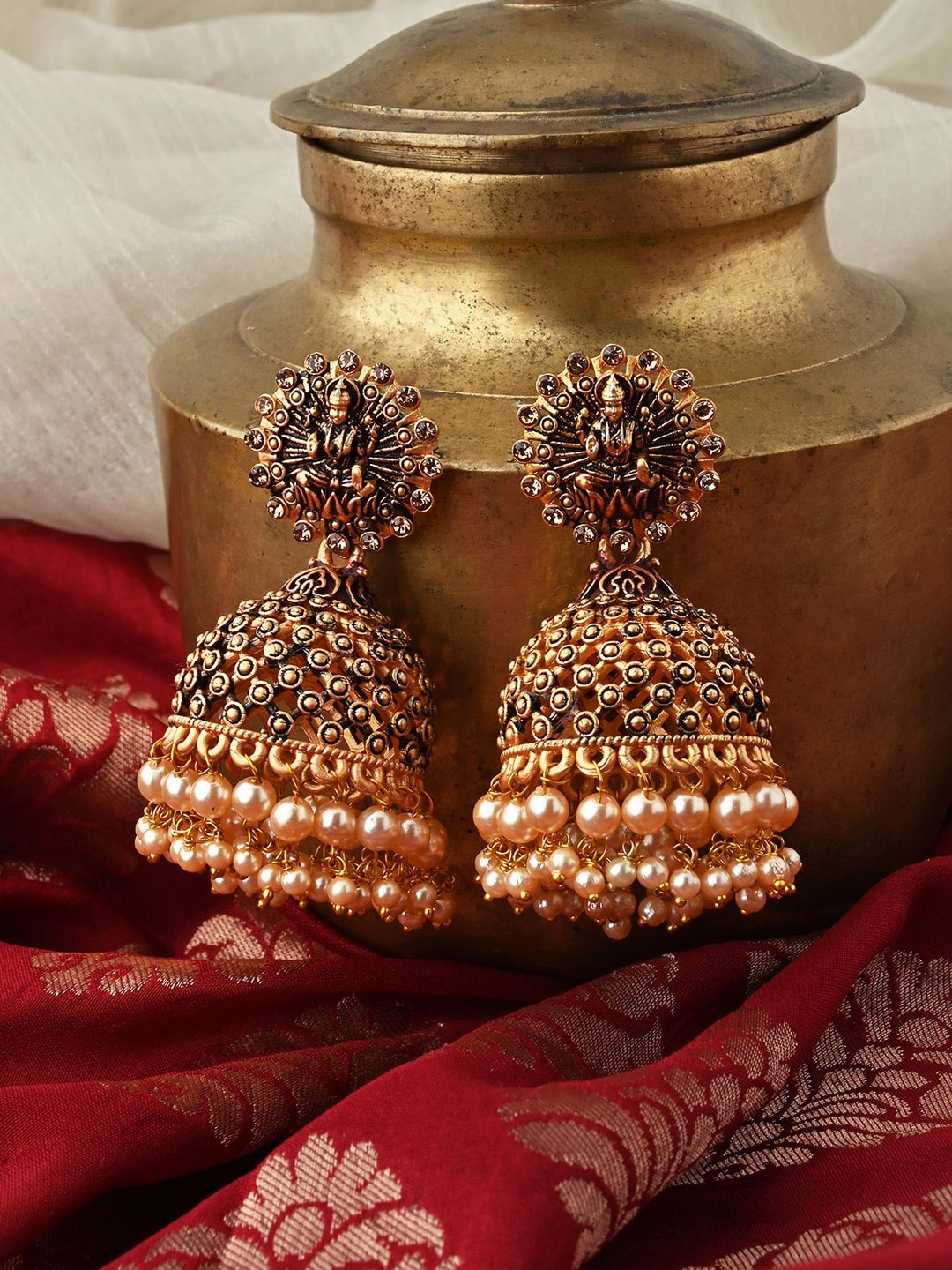 

TEEJH Contemporary Jhumkas Earrings, Gold