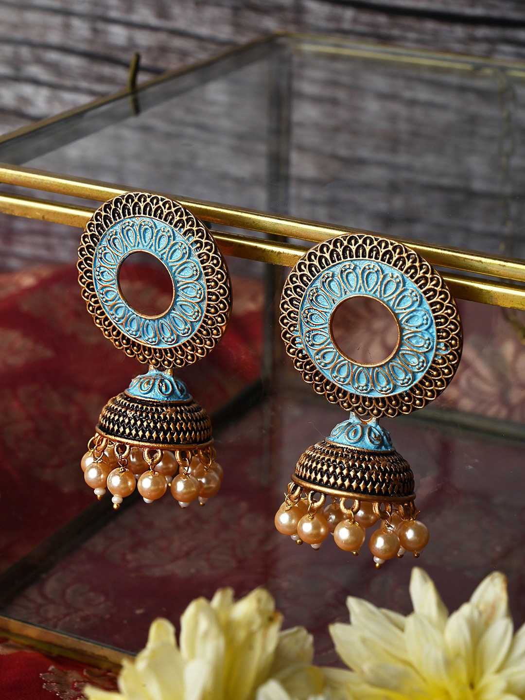 

TEEJH Contemporary Jhumkas Earrings, Gold