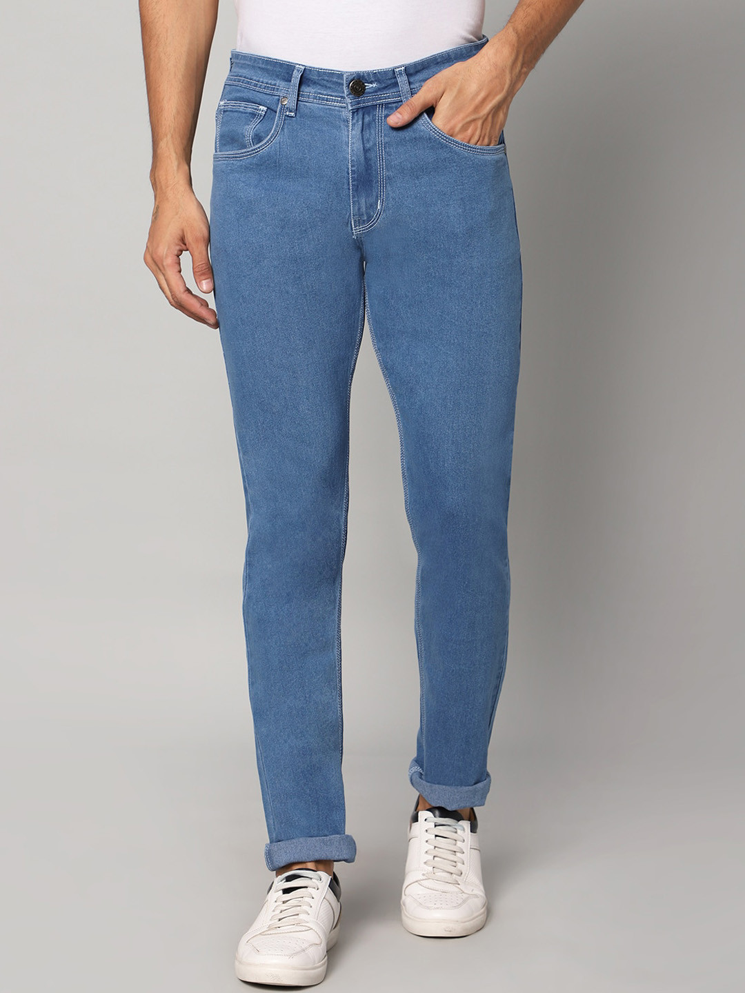 

HJ HASASI Men Cotton Regular Fit Stretchable Jeans, Blue
