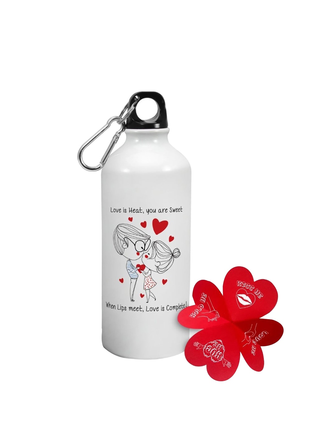 

Indigifts Valentine Day White Gifts Love Is Heat Quotes Printed Water Bottle