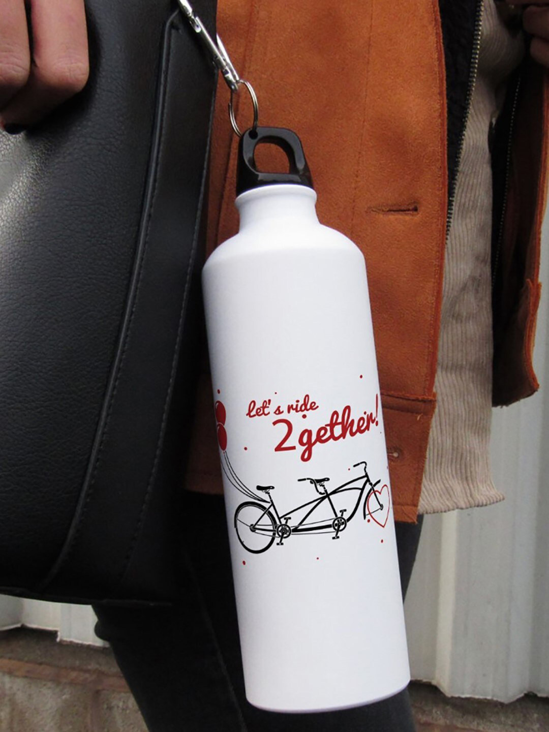 

Indigifts Valentine Day Gifts Let's Ride Together Water Bottle, White
