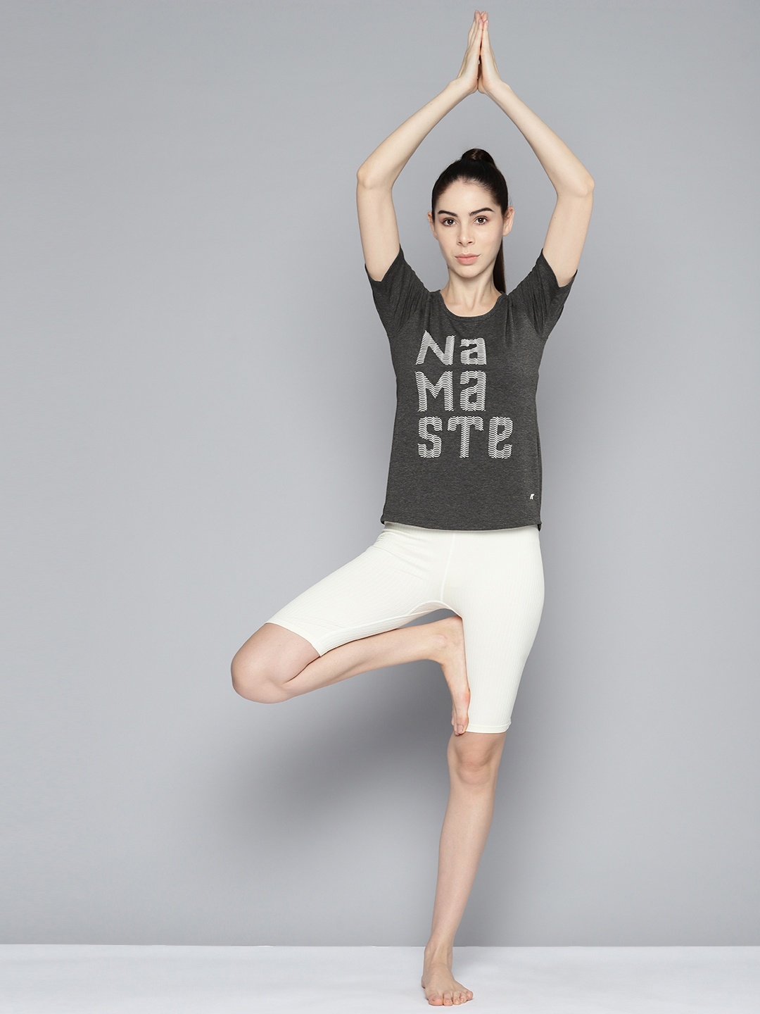 

Alcis Women Typography Printed Slim Fit T-shirt, Grey