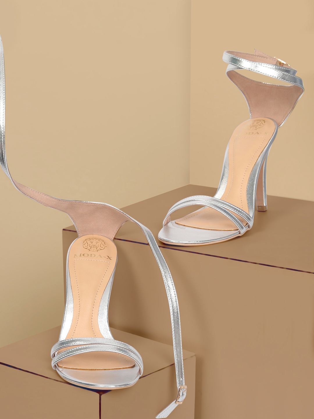 

MODA-X Ankle Loop Stiletto Heels, Silver