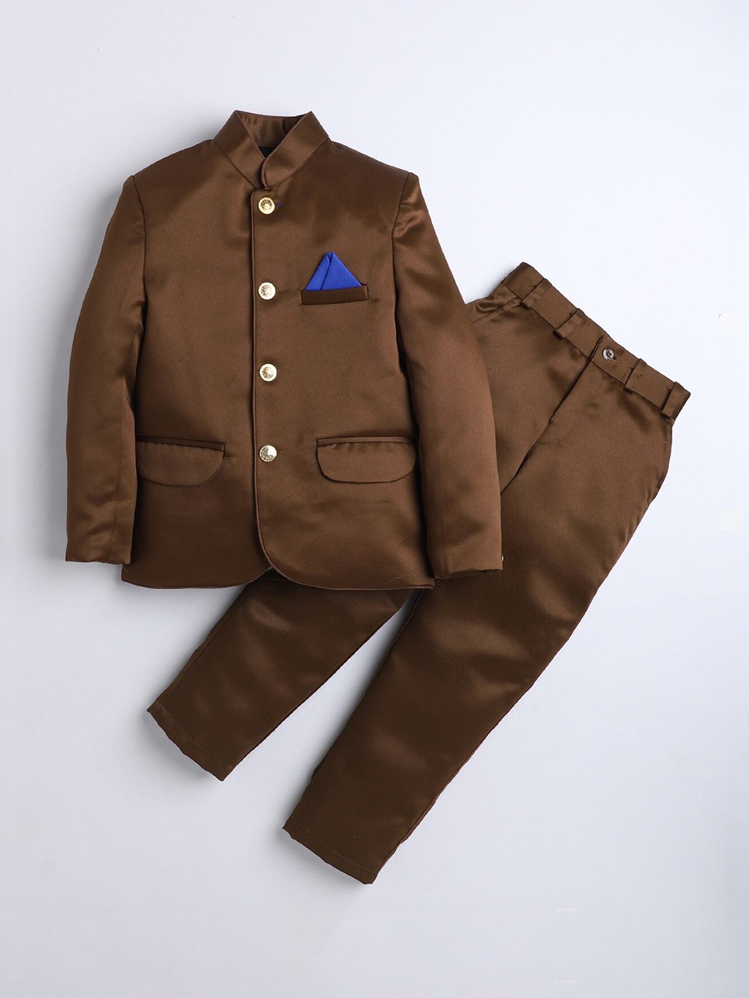 

DKGF FASHION Boys 2-Piece Bandhlaga Jodhpuri Suits, Brown