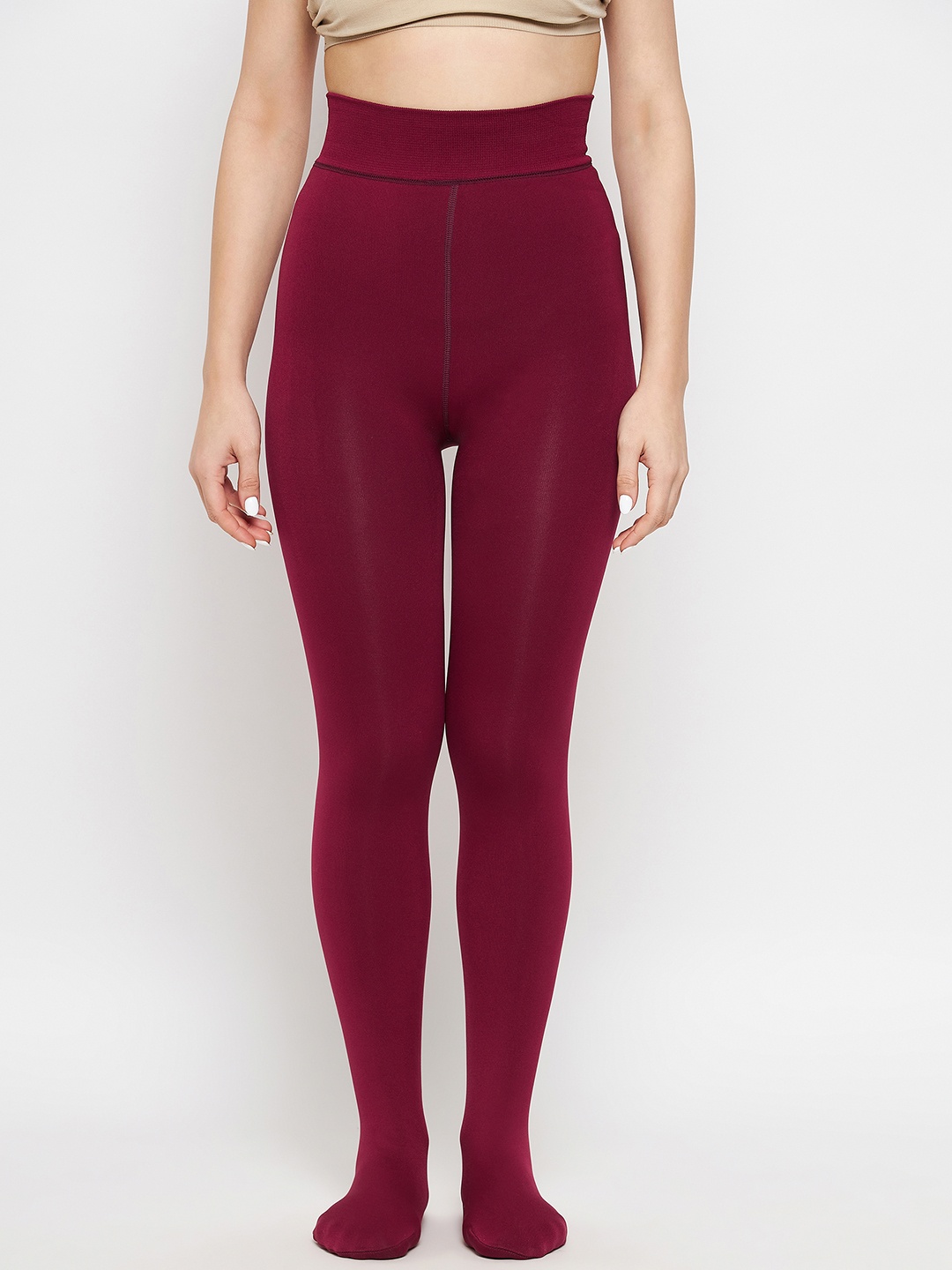 

Camey Women High Waisted Slim Fit Stockings, Maroon