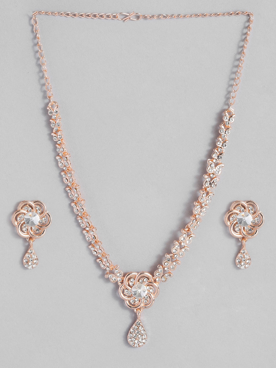 

Kord Store American Diamond Rose Gold-Plated Jewellery Set