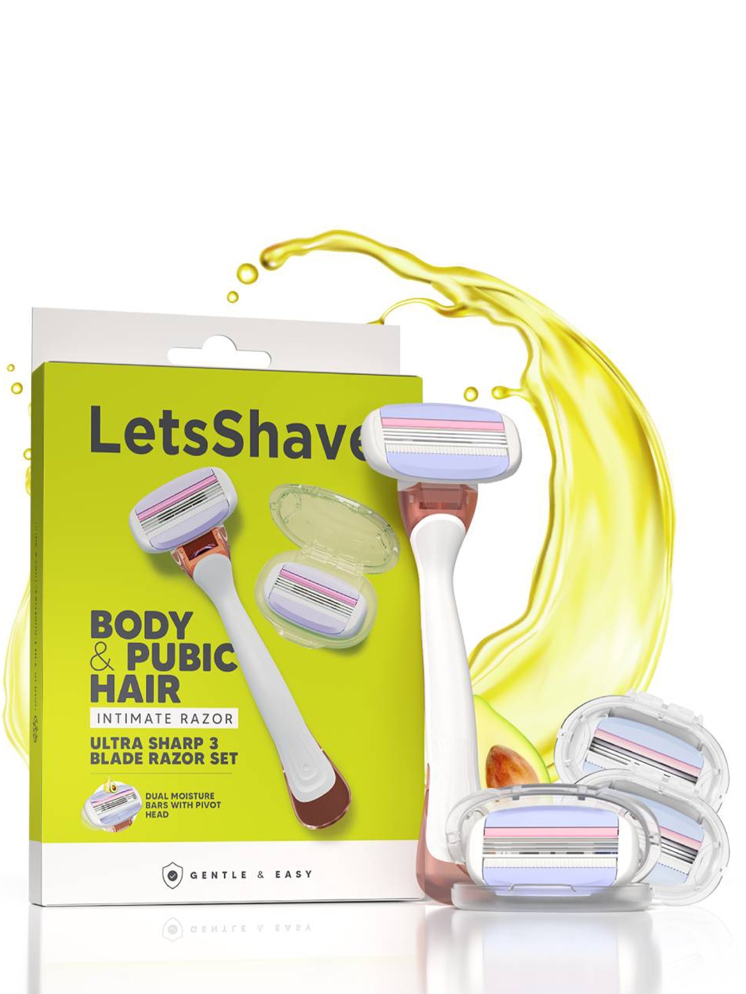 

LetsShave Men Body & Groin Razor, Yellow