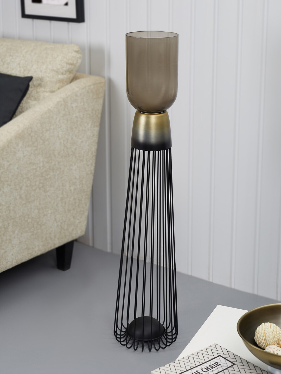 

HomeTown Zeus Black Iron and Glass Ombre Wired Candle Holder