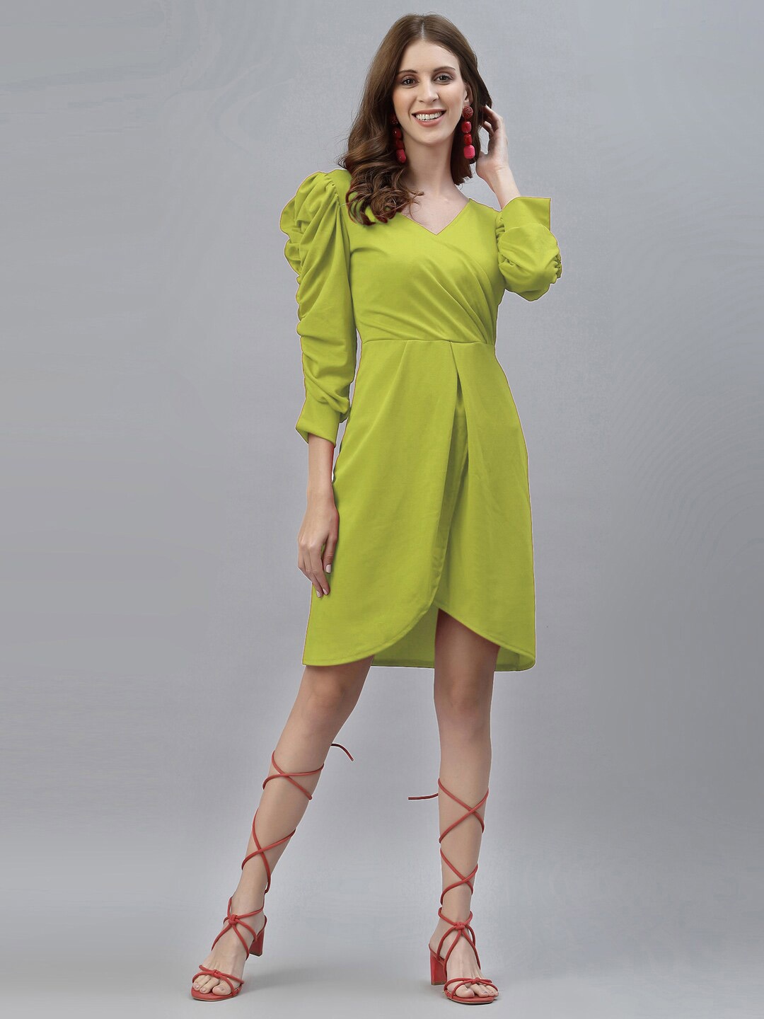

Selvia V-Neck Wrap Dress, Green