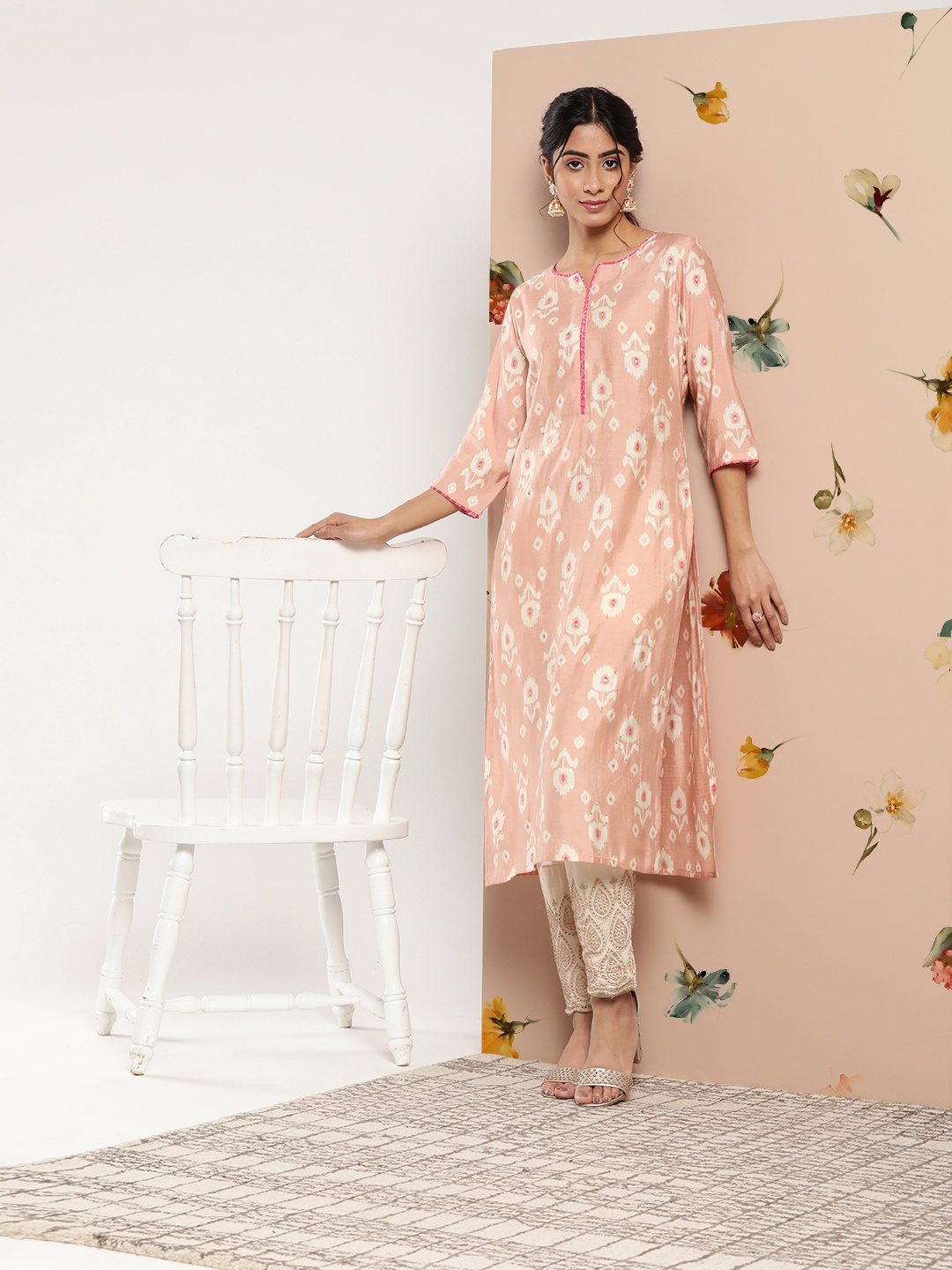 

Libas Women Ethnic Motifs Printed Kurta, Peach