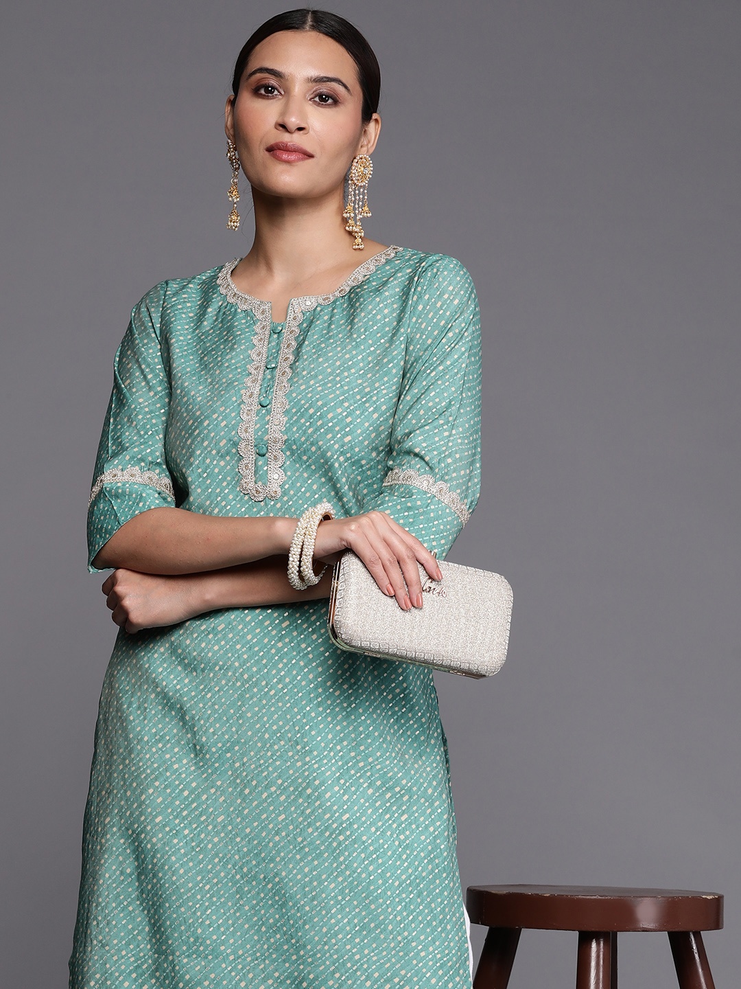 

Libas Women Printed Bandhani Kurta, Blue