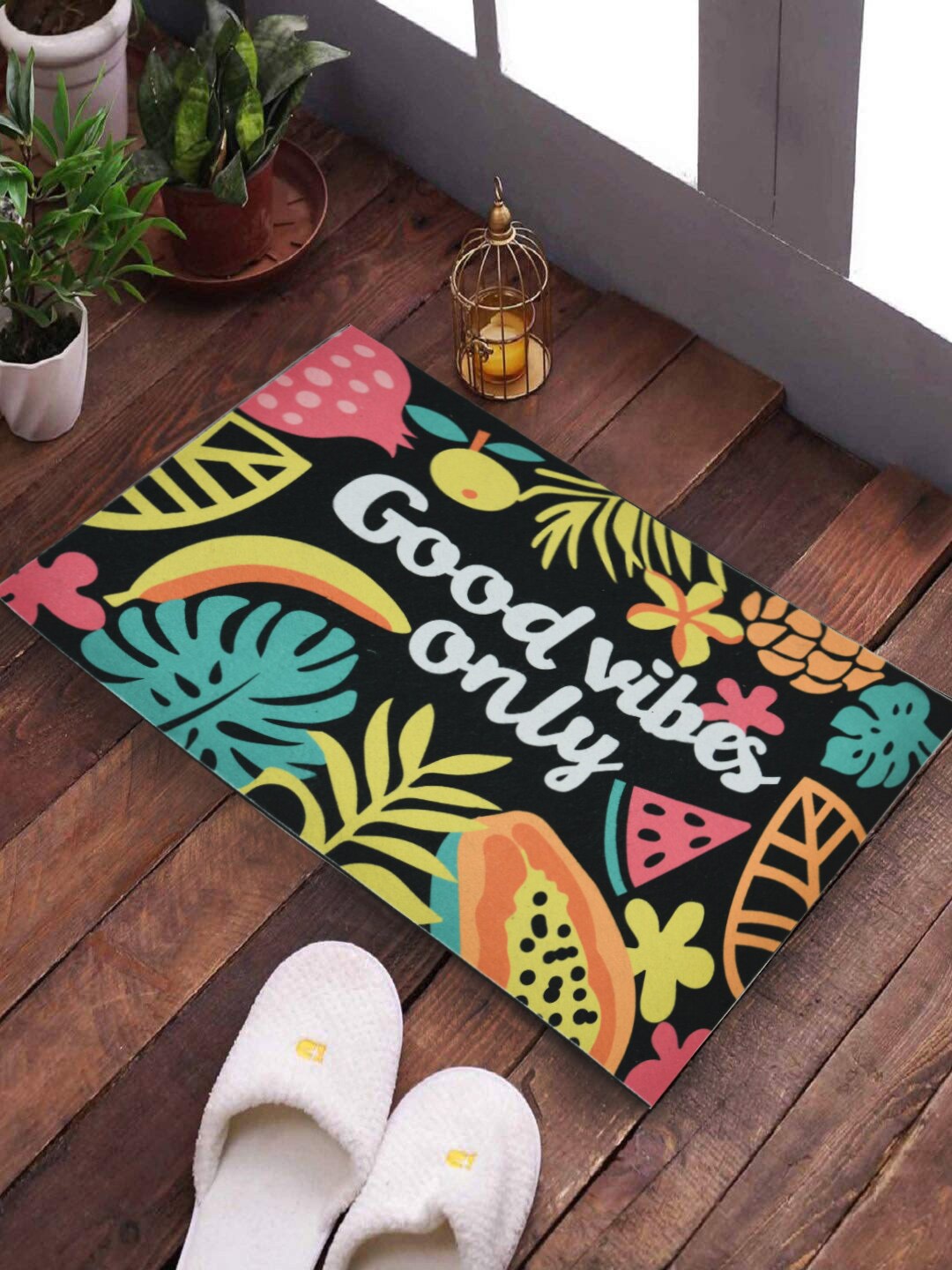 

SWHF Black & Green Printed Anti-Skid Doormats