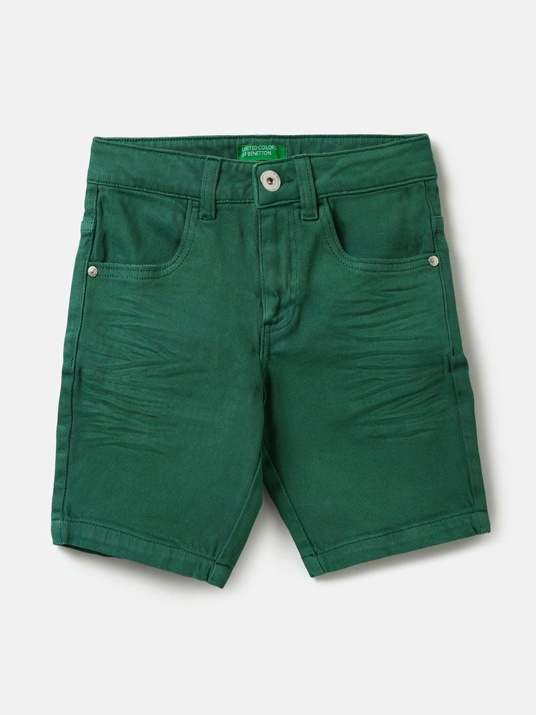 

United Colors of Benetton Boys Regular Fit Cotton Denim Shorts, Green