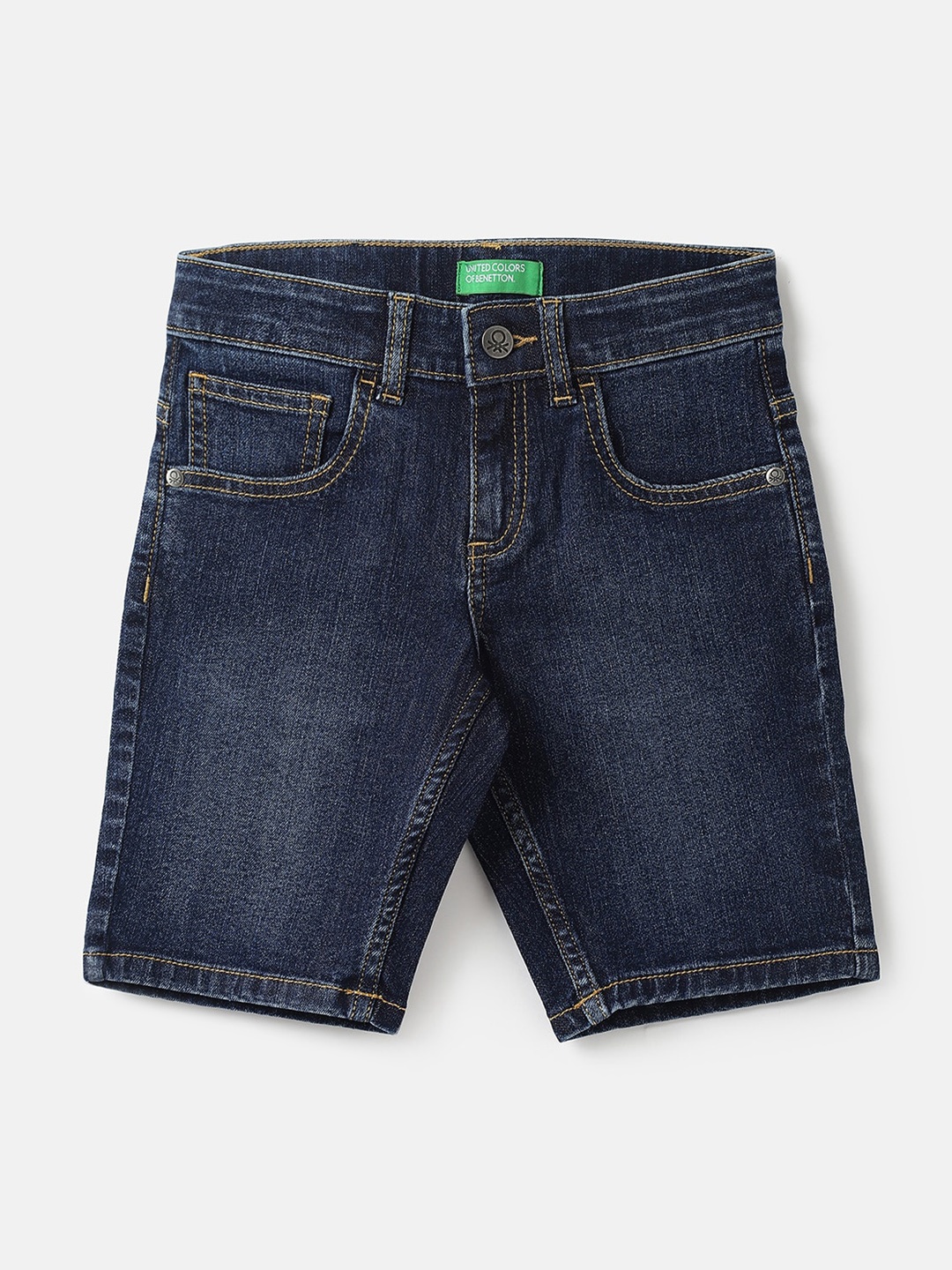 

United Colors of Benetton Boys Regular Fit Washed Cotton Denim Shorts, Blue
