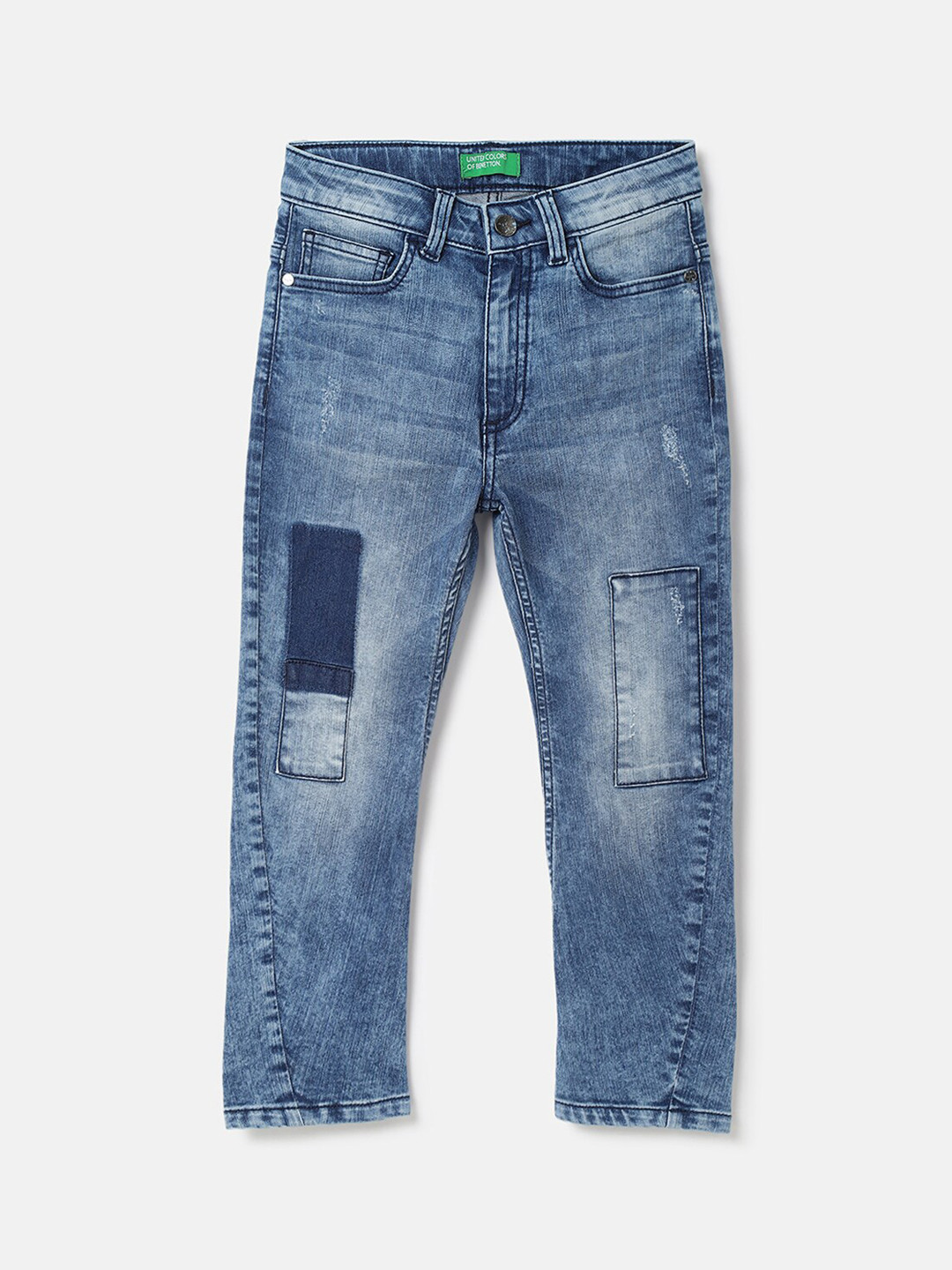 

United Colors of Benetton Kids Boys Mildly Distressed Heavy Fade Jeans, Blue