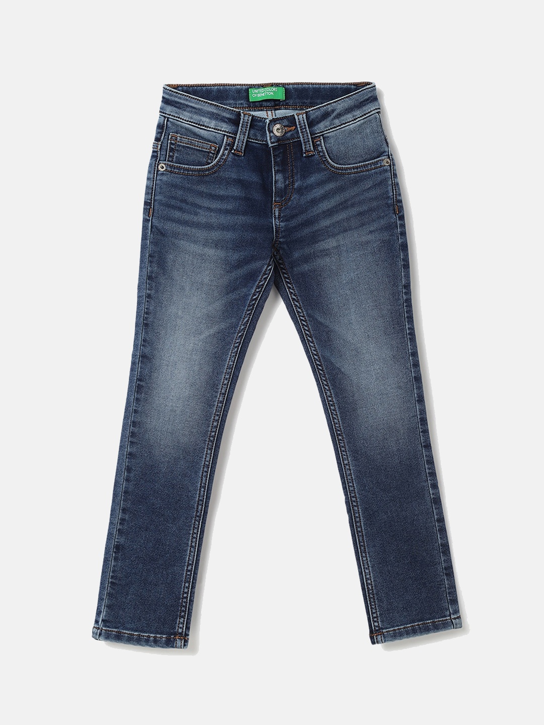 United Colors of Benetton Kids Boys Mid Rise Light Fade Jeans, Blue