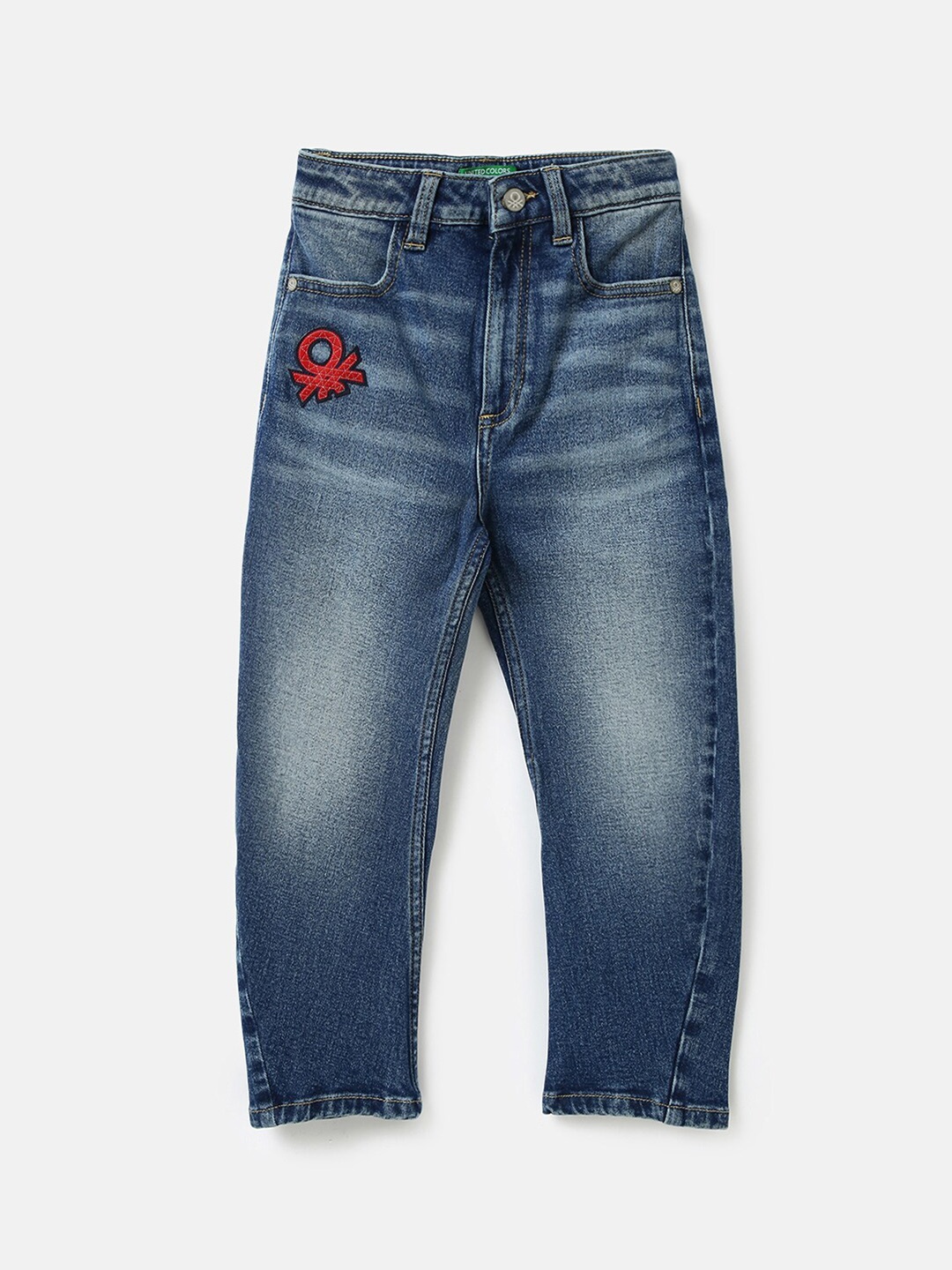 

United Colors of Benetton Kids Boys Mid Rise Cotton Heavy Fade Jeans, Blue