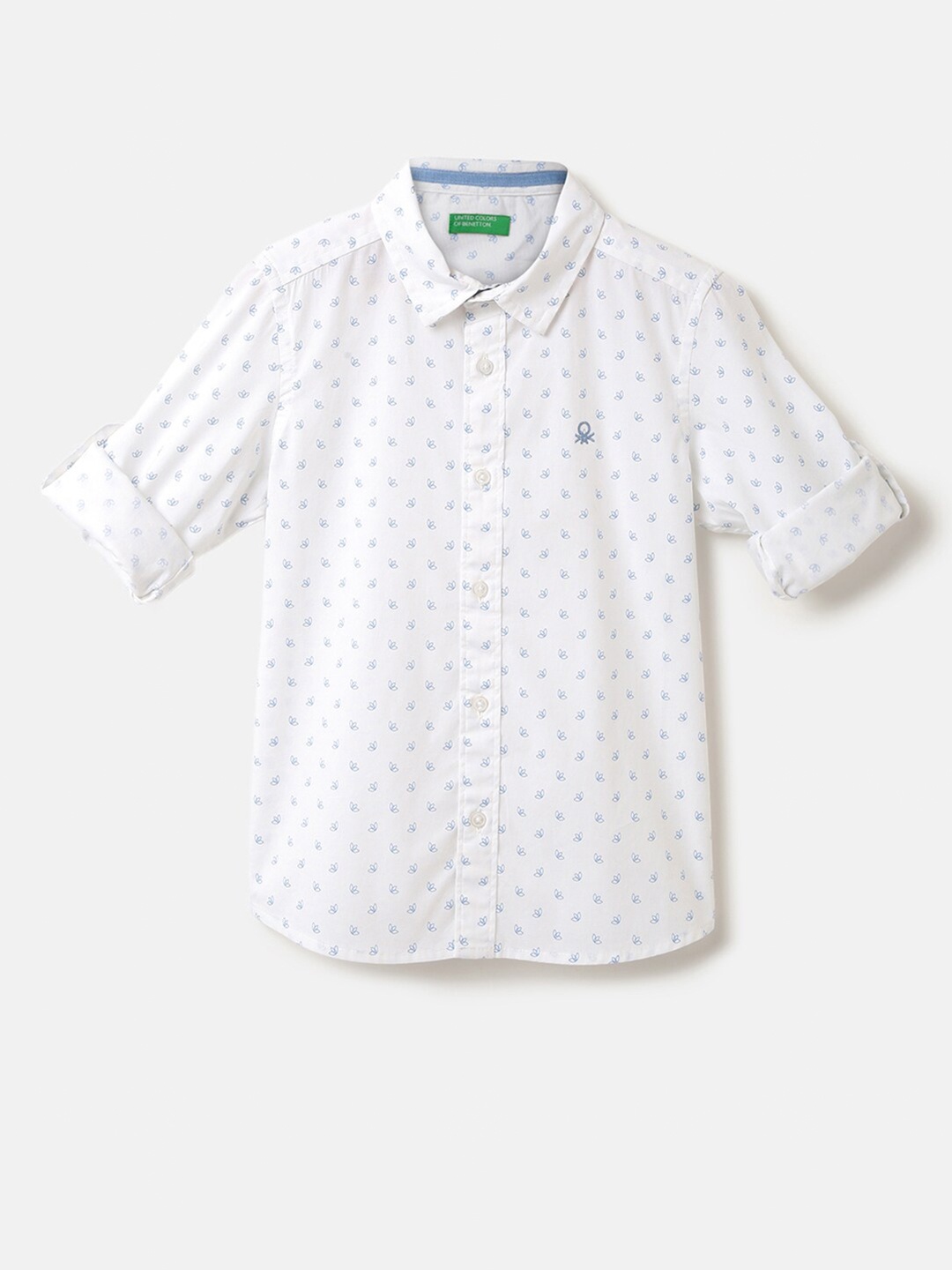 

United Colors of Benetton Boys Floral Printed Casual Cotton Shirt, White