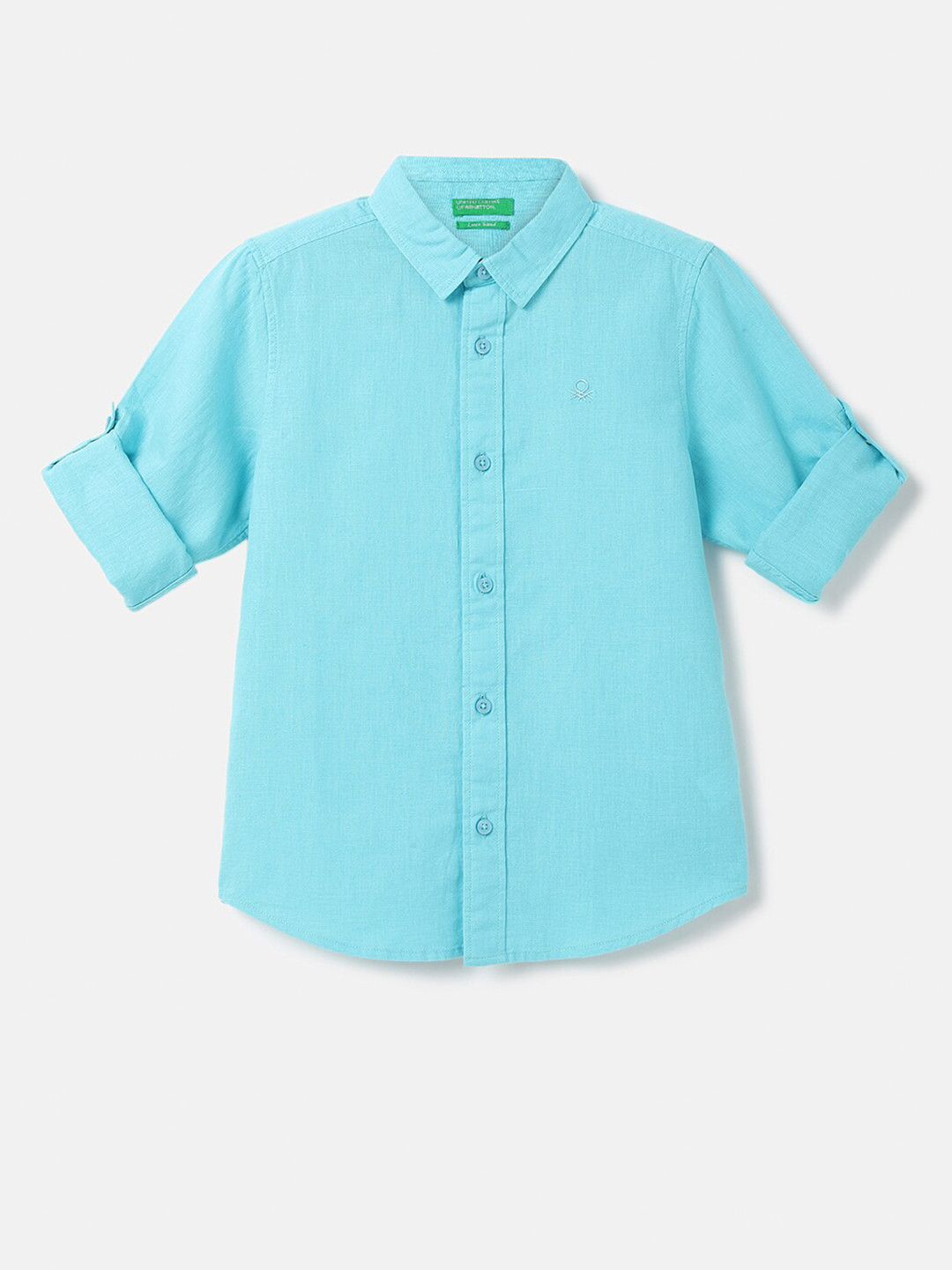 

United Colors of Benetton Boys Spread Collar Casual Shirt, Turquoise blue