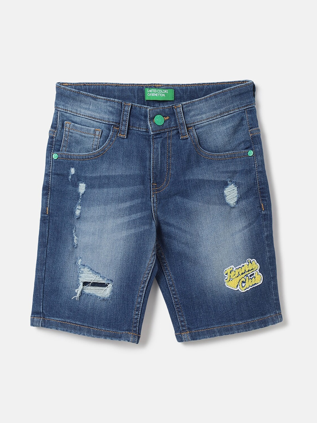 

United Colors of Benetton Boys Washed Denim Shorts, Blue