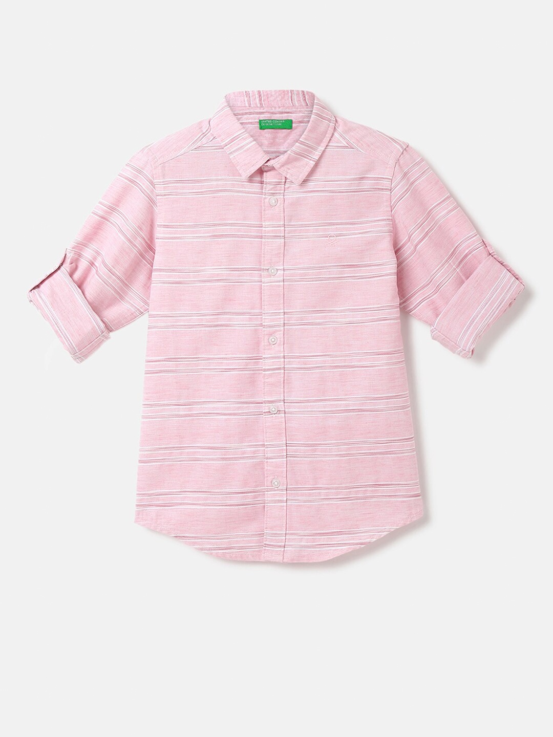 

United Colors of Benetton Boys Cotton Horizontal Stripes Casual Shirt, Pink