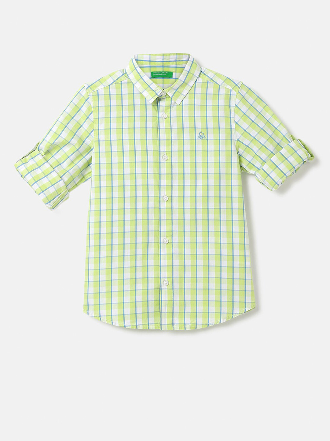 

United Colors of Benetton Boys Checked Casual Cotton Shirt, Green