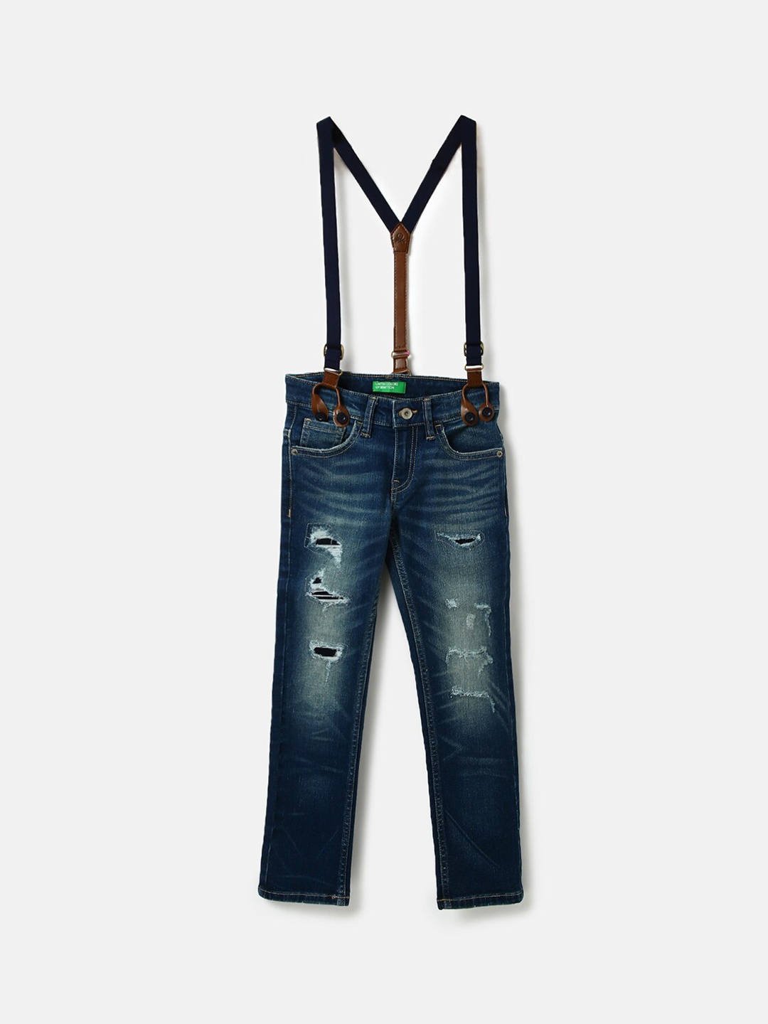 

United Colors of Benetton Boys Ribbed Denim Dungarees, Blue