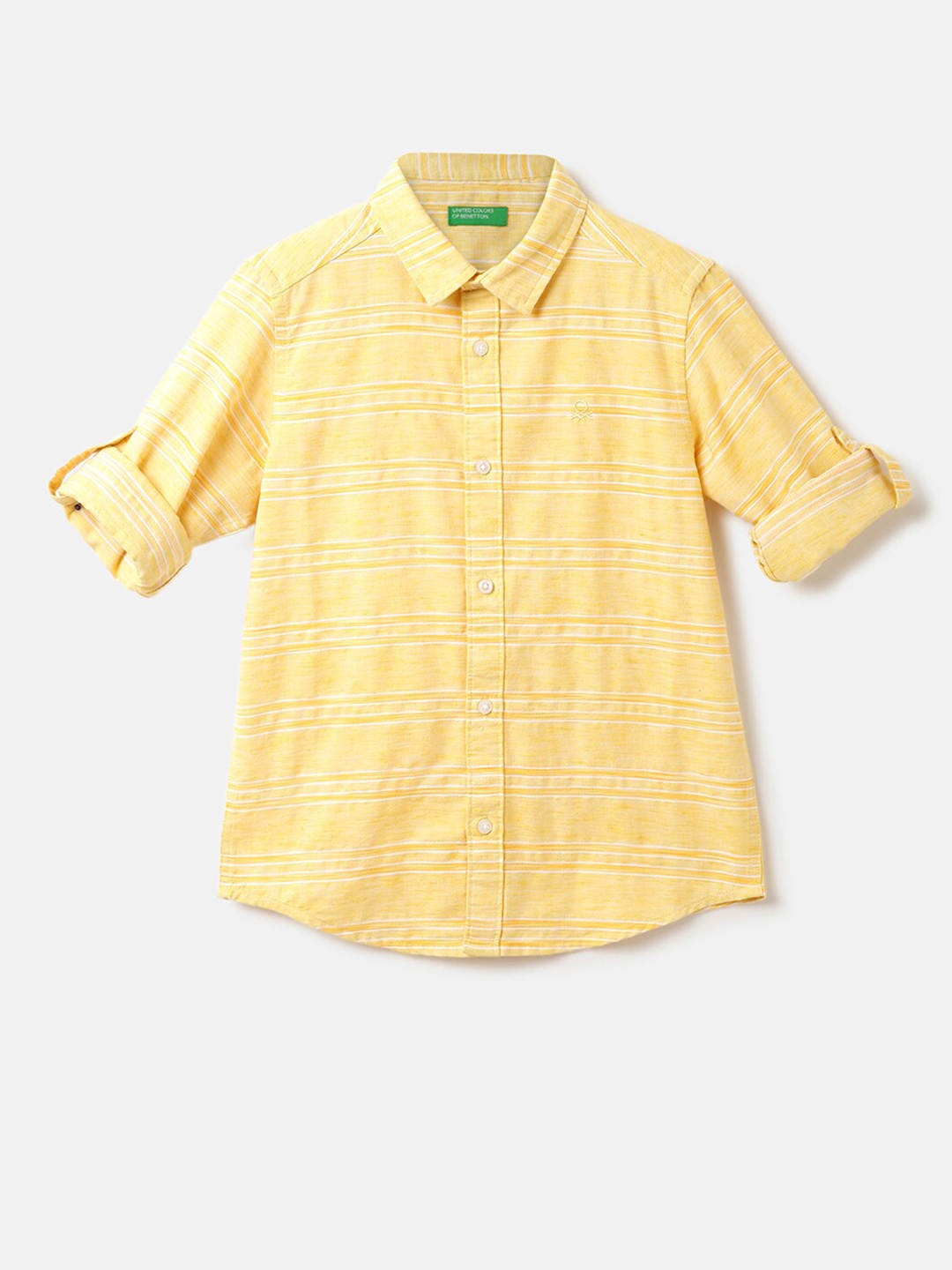 

United Colors of Benetton Boys Horizontal Striped Casual Shirt, Peach