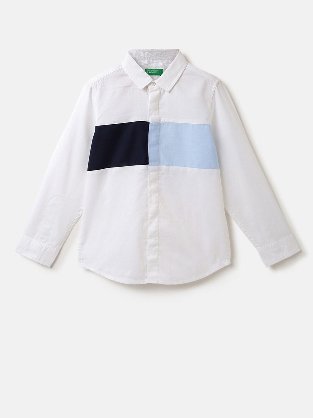 

United Colors of Benetton Boys Colourblocked Cotton Casual Shirt, White