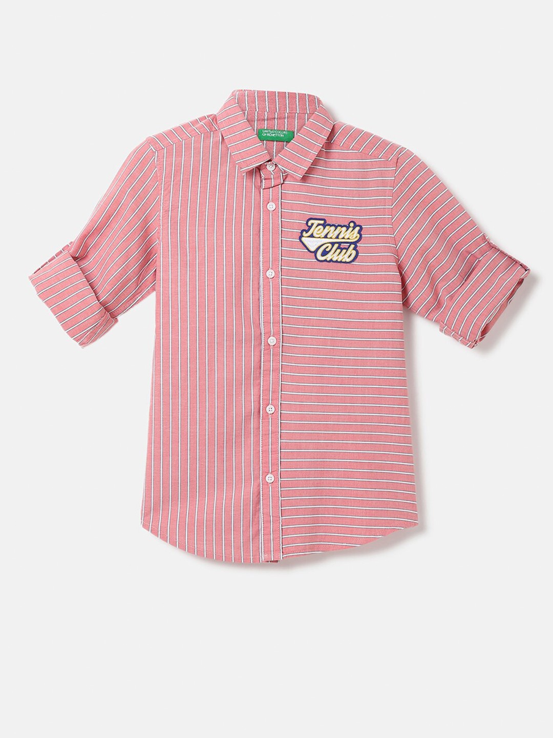 

United Colors of Benetton Boys Horizontal Striped Cotton Casual Shirt, Pink