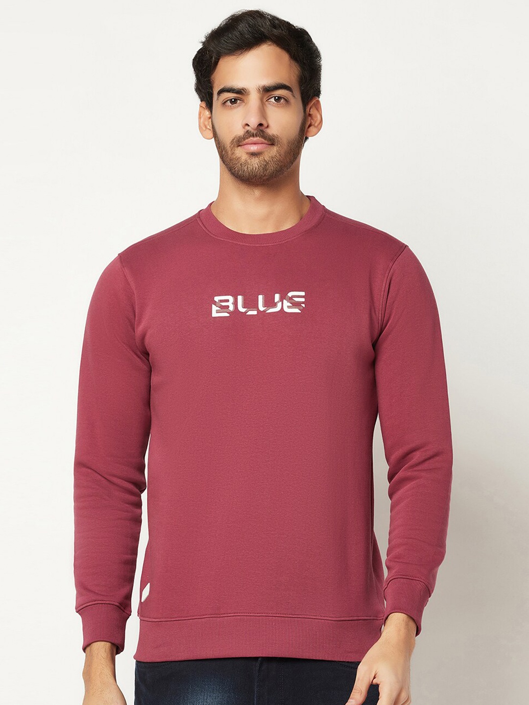 

Blue Buddha Men Printed Fleece Sweatshirt, Mauve