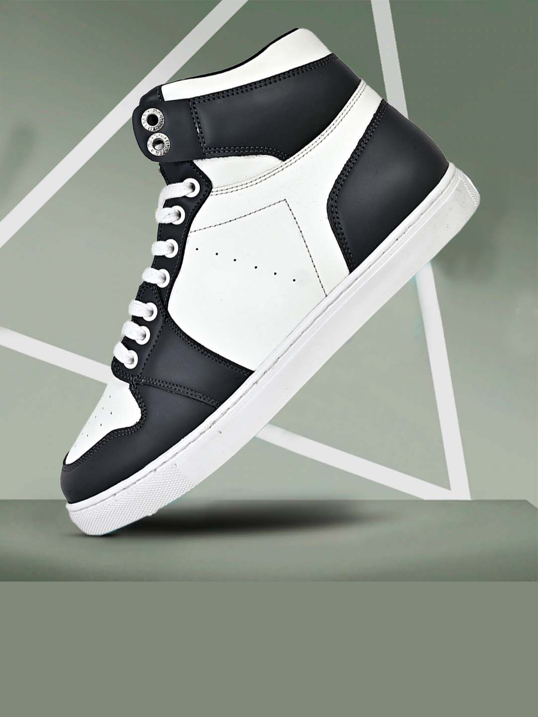 

Allen Cooper Men Colourblocked High-Top Sneakers, White
