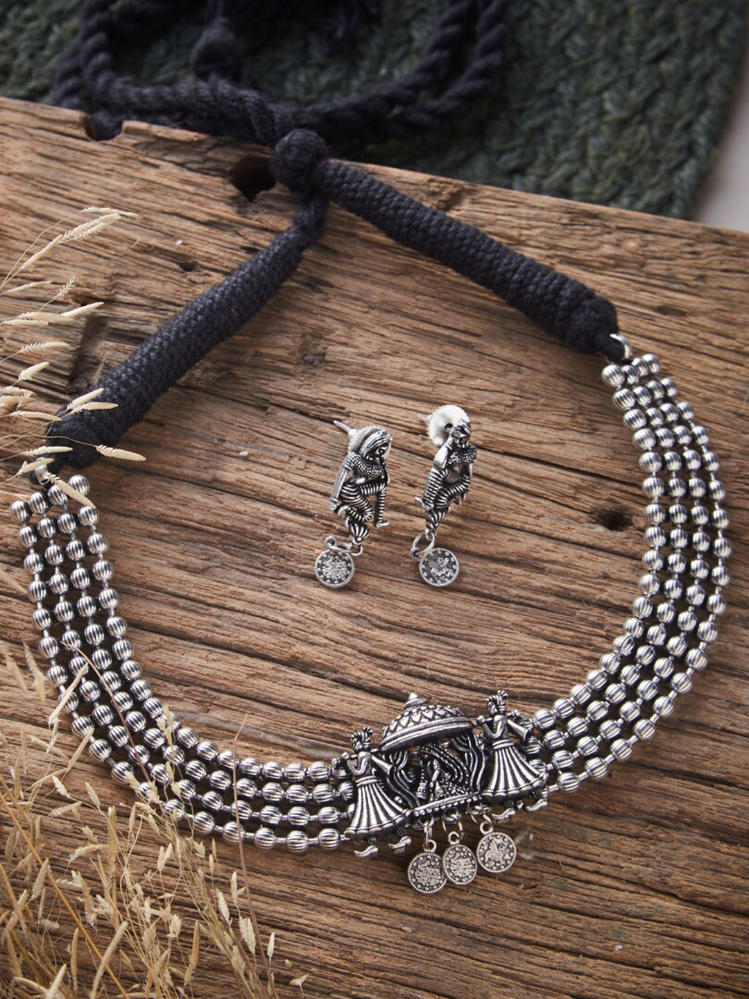 

ATIBELLE Silver-Plated German Silver Oxidised Jewellery Set