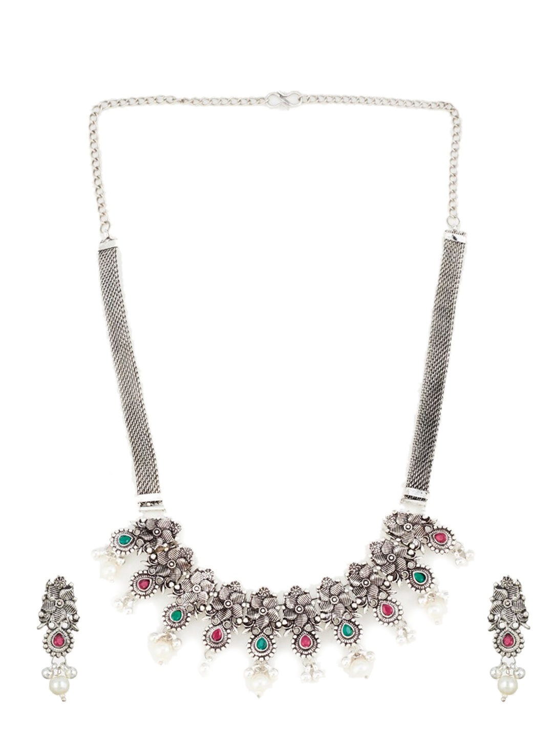 

ATIBELLE Silver-Plated German Silver Oxidised Jewellery Set