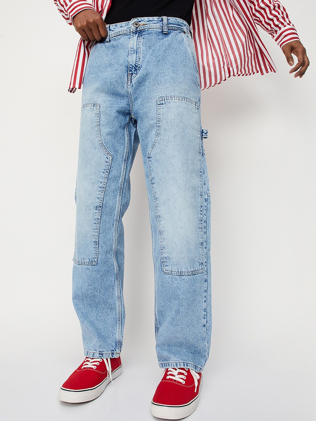 

max Men Pure Cotton Low Distress Heavy Fade Jeans, Blue