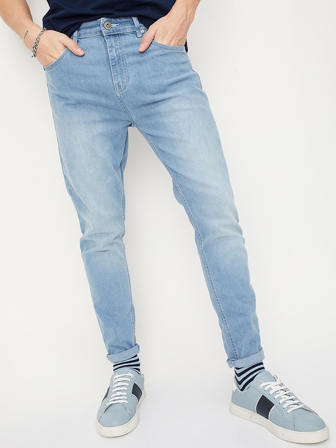 

max Men Mid Rise Heavy Fade Jeans, Blue