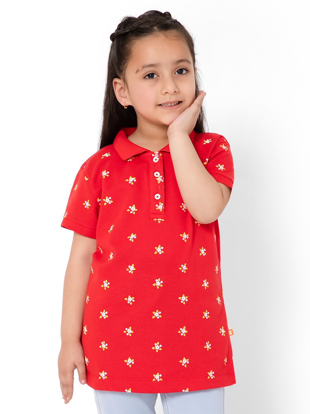 

Bodycare Kids Cotton Printed Polo Collar T-shirt, Red