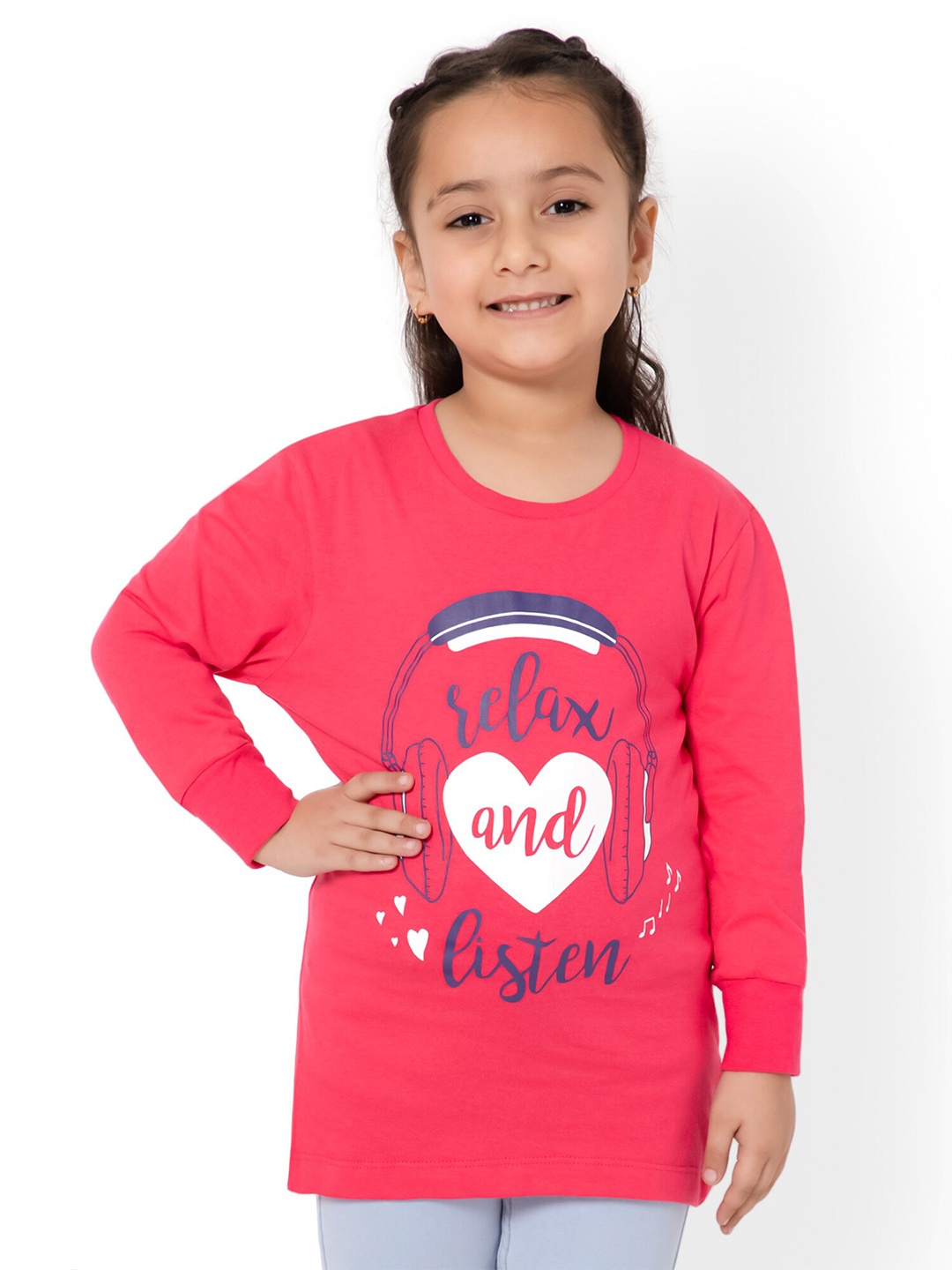 

Bodycare Kids Girls Typography Printed Cotton T-shirt, Pink