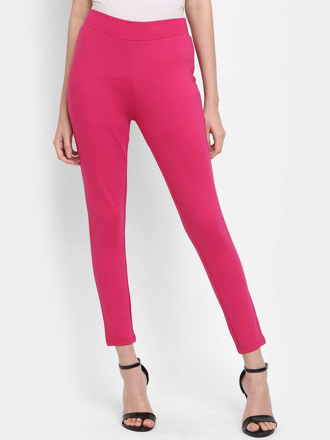 

V-Mart Ankle-Length Acrylic Leggings, Fuchsia