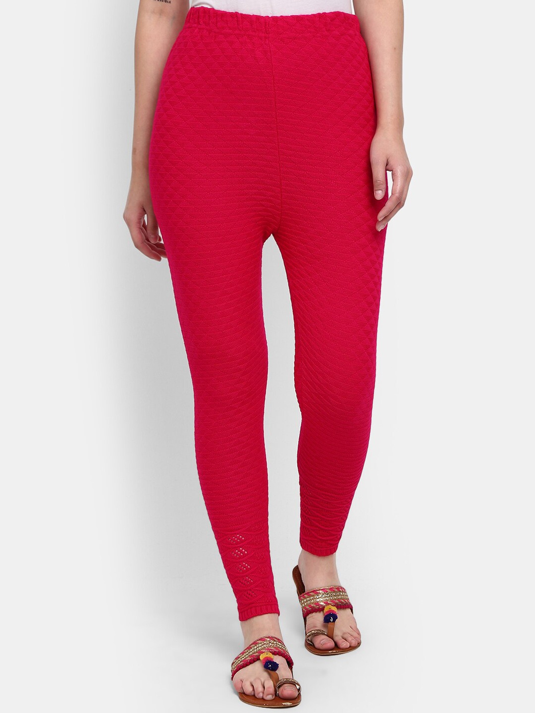 

V-Mart Women Ankle-Length Acrylic Leggings, Fuchsia